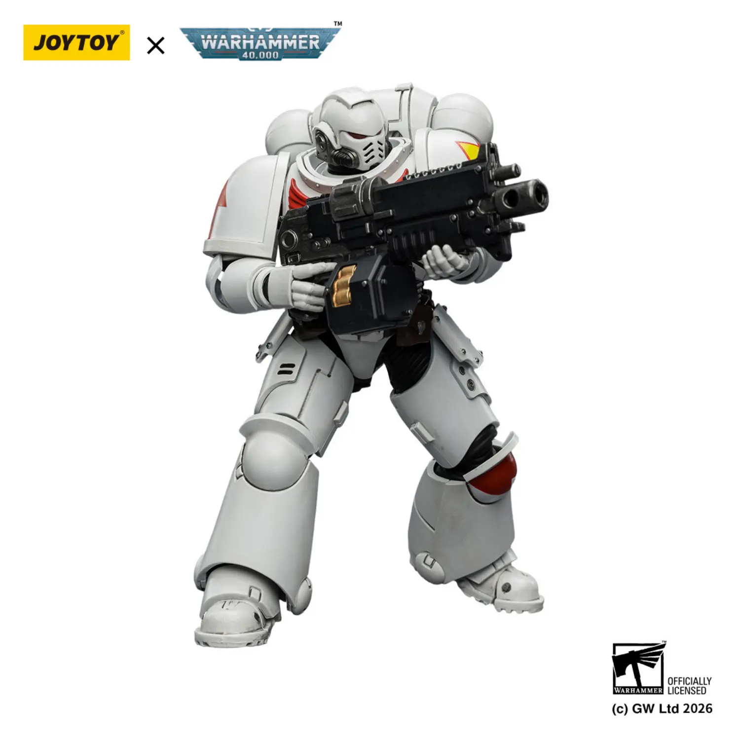 Action Figure - JOYTOY White Scars Intercessor with Bolt Rifle, Bolt Pistol and Chainsword 1 18 - Warhammer 40K in white background 4