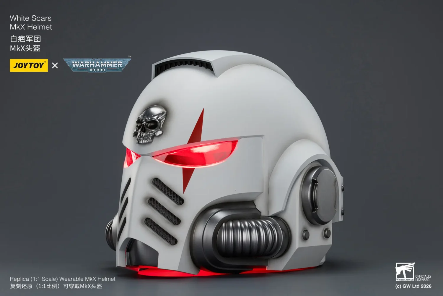 Action Figure - JOYTOY White Scars MkX Helmet 1 1 Life-Size Replica - Warhammer 40K with red lighting rectangle image 10