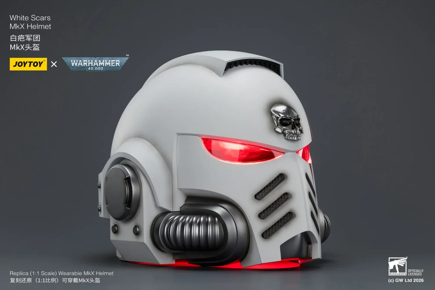 Action Figure - JOYTOY White Scars MkX Helmet 1 1 Life-Size Replica - Warhammer 40K with red lighting rectangle image 11