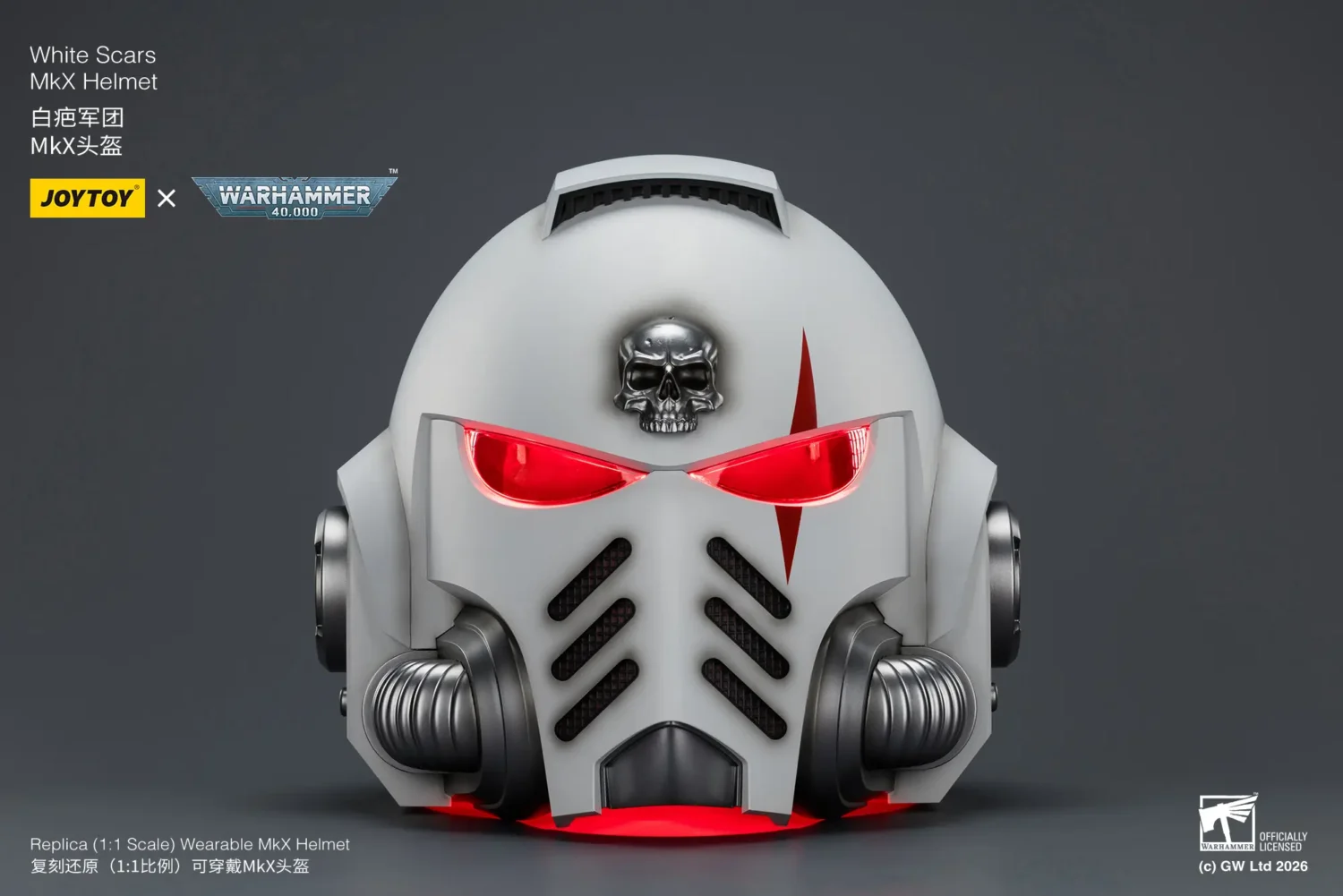 Action Figure - JOYTOY White Scars MkX Helmet 1 1 Life-Size Replica - Warhammer 40K with red lighting rectangle image 9