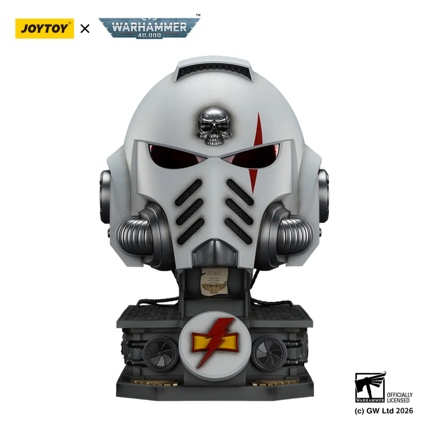 Action Figure - JOYTOY White Scars MkX Helmet & Display Stand 1 1 Life-Size Replica - Warhammer 40K in white background 1 Action Figure - JOYTOY White Scars MkX Helmet & Display Stand 1 1 Life-Size Replica - Warhammer 40K in white background 1