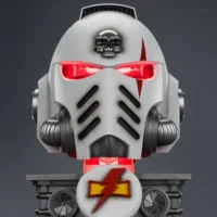 Action Figure - JOYTOY White Scars MkX Helmet & Display Stand 1 1 Life-Size Replica with red lighitng - Warhammer 40K rentangle image 8 Action Figure - JOYTOY White Scars MkX Helmet & Display Stand 1 1 Life-Size Replica with red lighitng - Warhammer 40K rentangle image 8