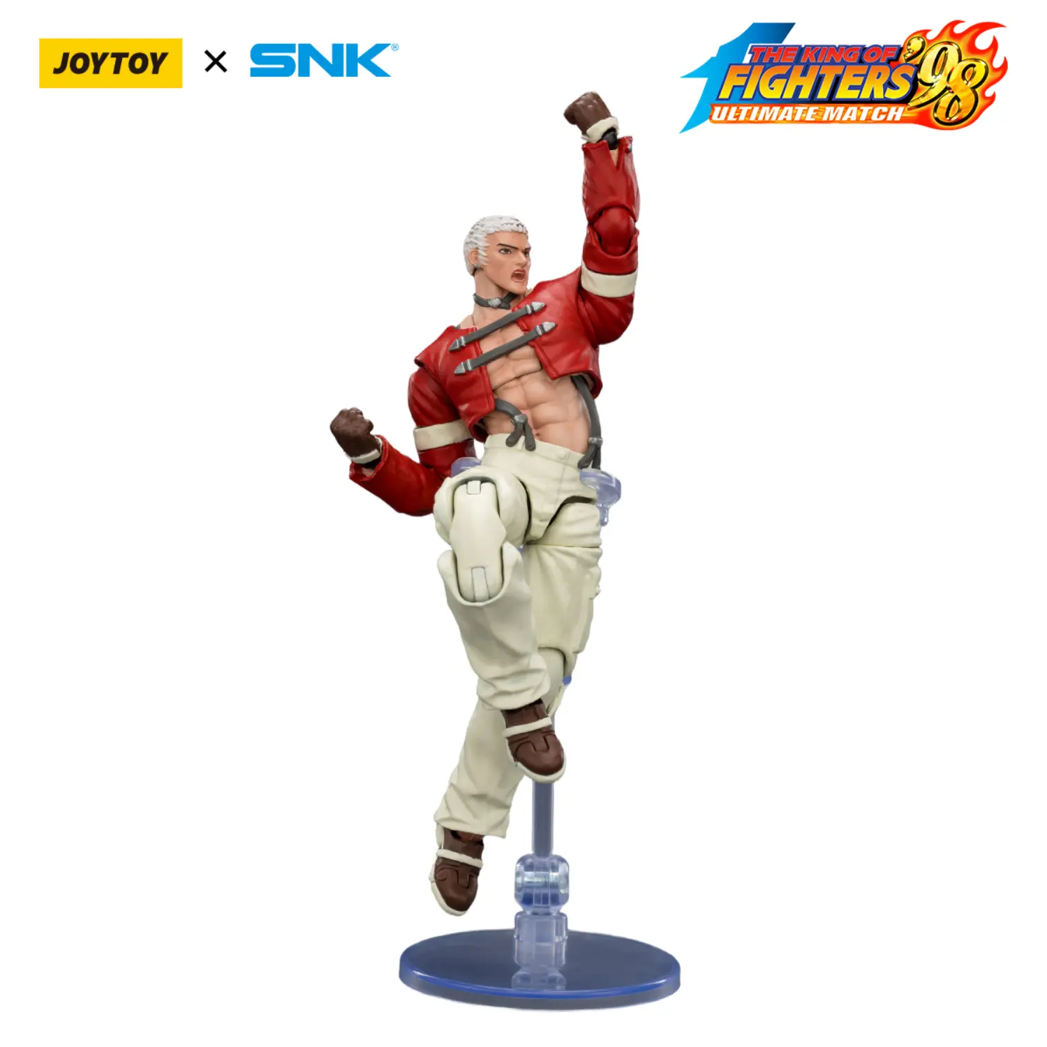 Action Figure - JOYTOY Yashiro Nanakase KOF _98 UM Orochi Team SNK 1 18 - The King of Fighters in white background on display stand