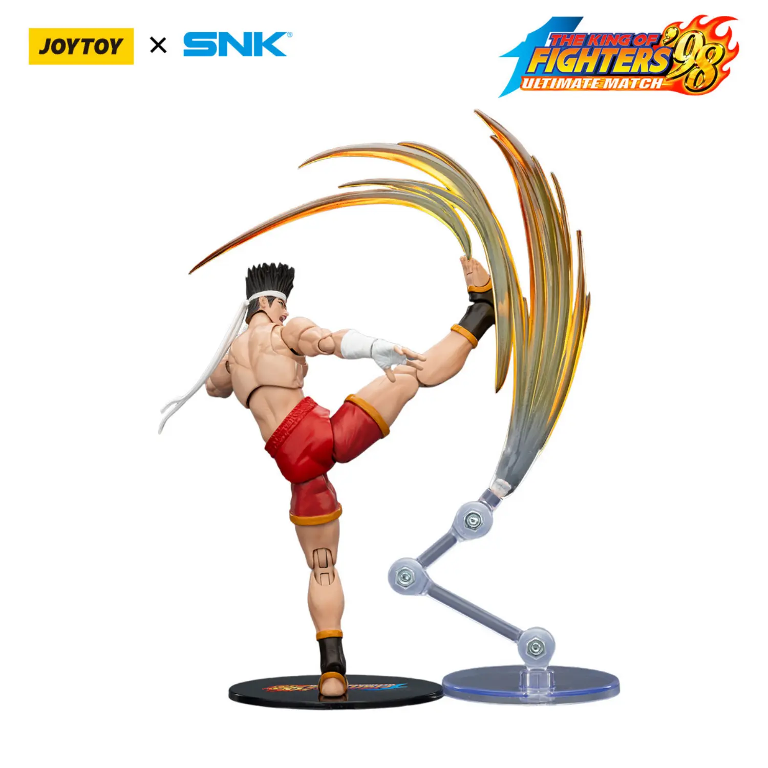 Action Figure - Joe Higashi KOF _98 UM Fatal Fury Team SNK 1 18 - JOYTOY The King of Fighters fighting in white background Action Figure - Joe Higashi KOF '98 UM Fatal Fury Team SNK 1/18 - JOYTOY The King of Fighters