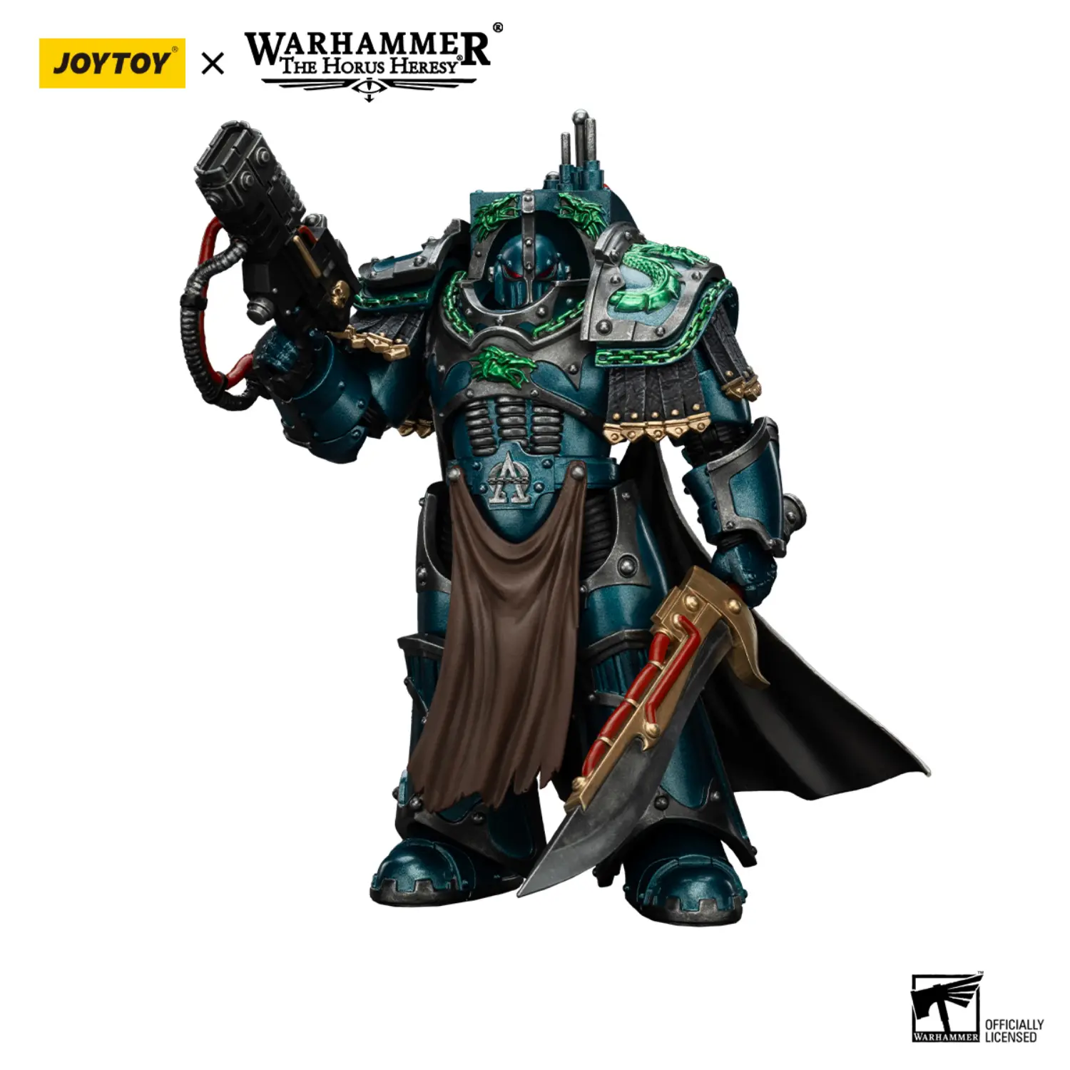 Action Figure - JoyToy Alpha Legion Praetor in Cataphractii Terminator Armour 1 18 - Warhammer The Horus Heresy in white background