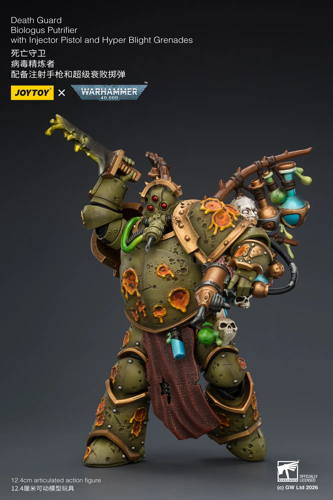 Action Figure - JoyToy Death Guard Biologus Putrifier with Injector Pistol and Hyper Blight Grenades 1 18 - Warhammer 40K rectangle image 7