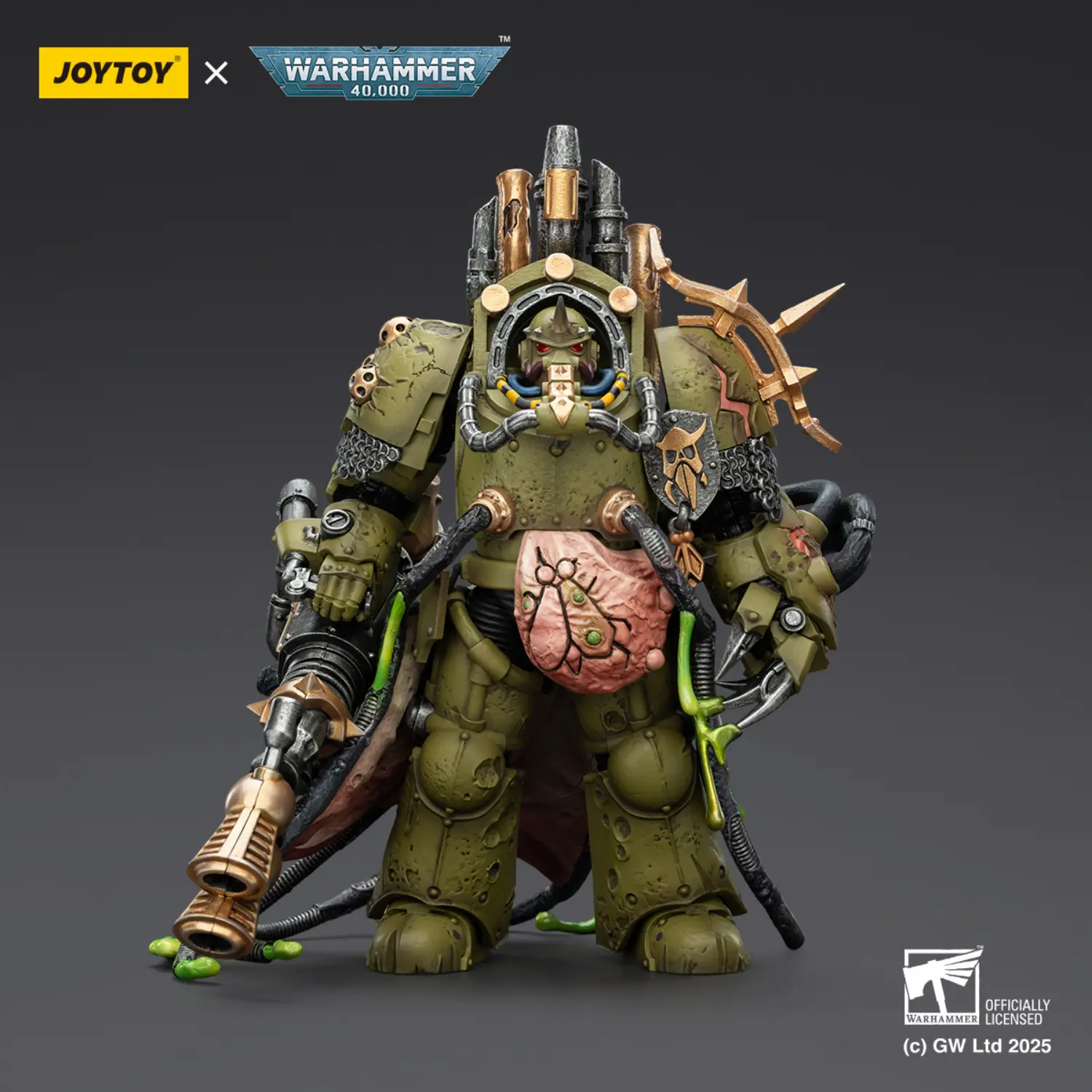 Action Figure - JoyToy Death Guard Lord of Virulence with Power Fist and Twin Plague Spewer 1/18 - Warhammer 40K