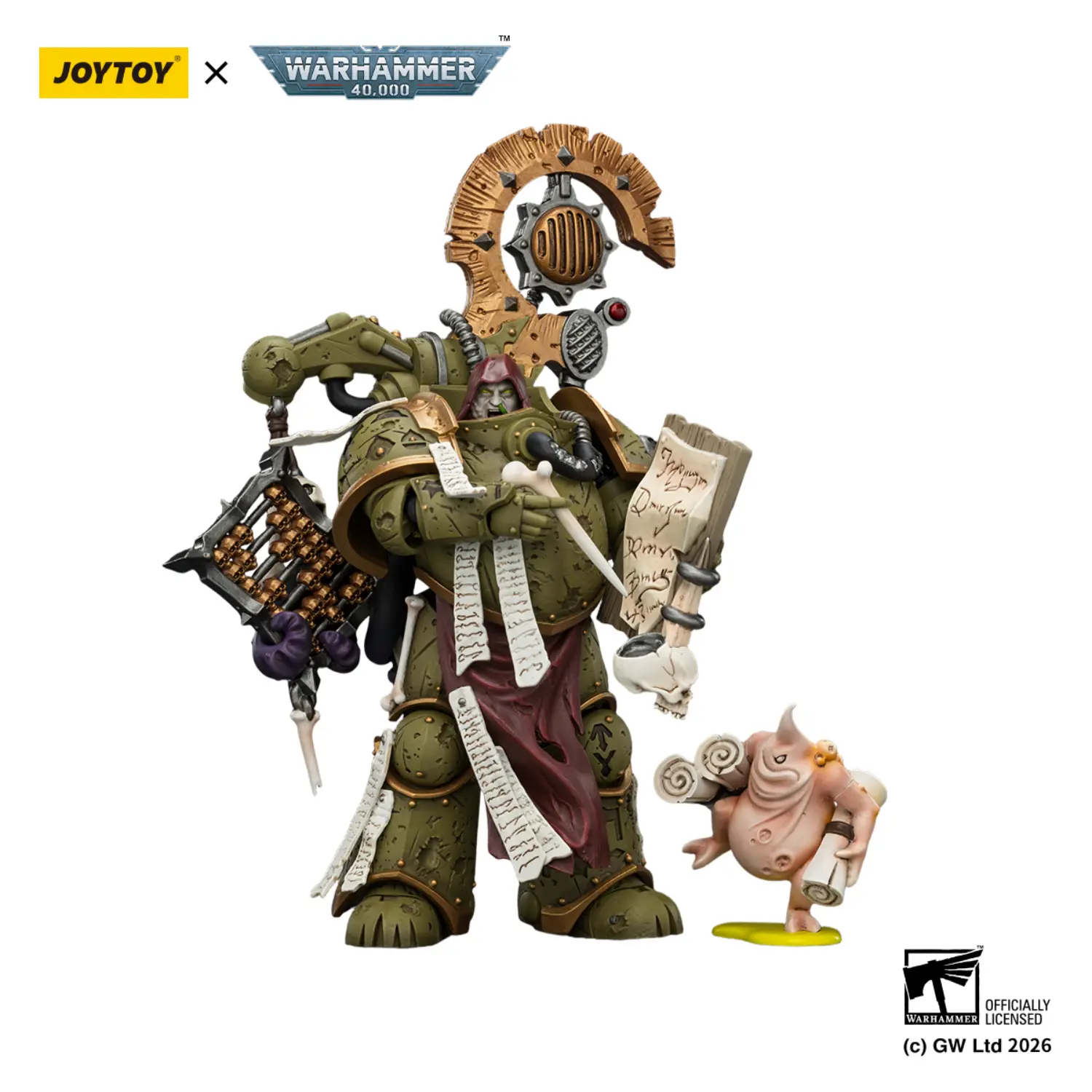 Action Figure - JoyToy Death Guard Tallyman with Plasma Pistol 1 18 - Warhammer 40K in white background 2