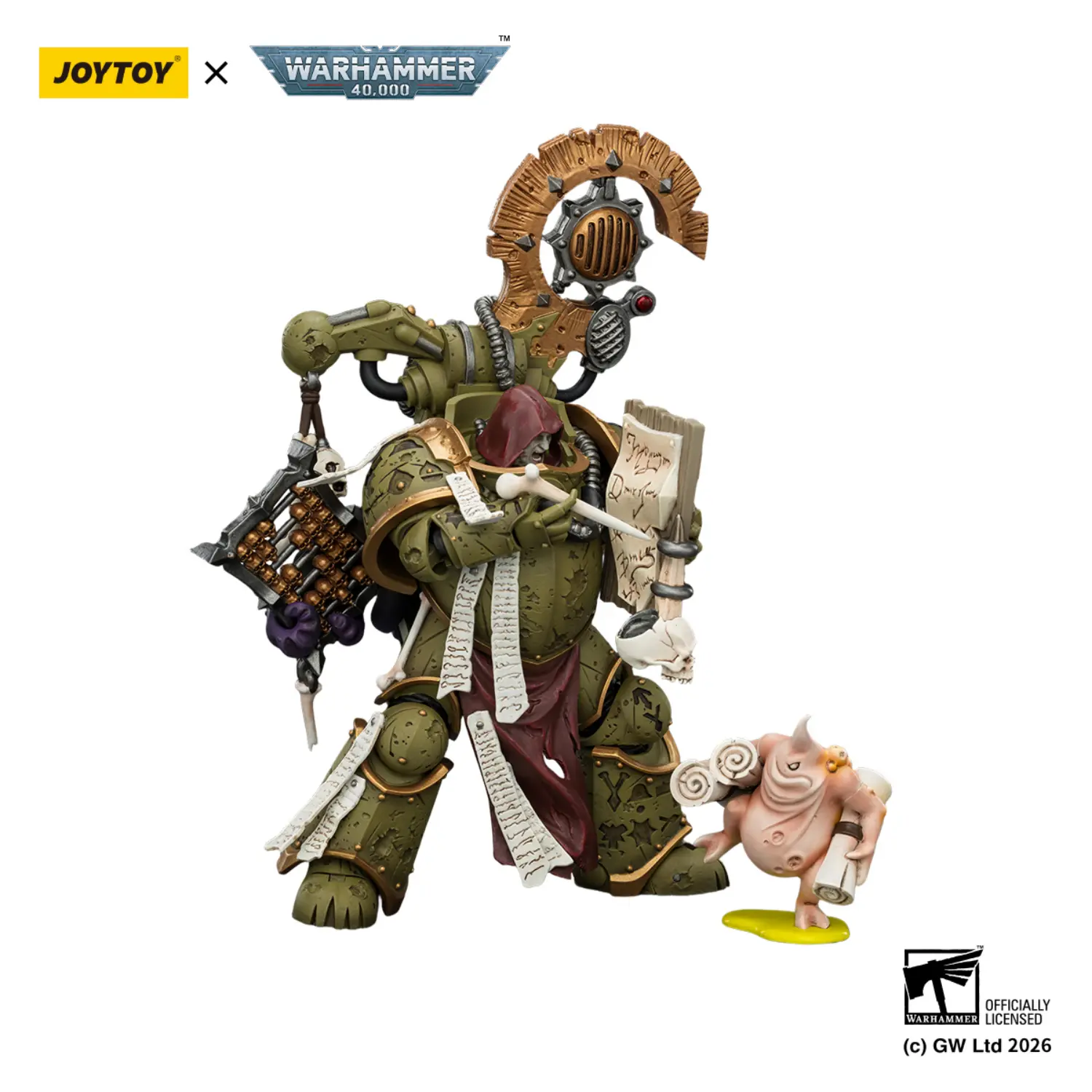Action Figure - JoyToy Death Guard Tallyman with Plasma Pistol 1 18 - Warhammer 40K in white background 3