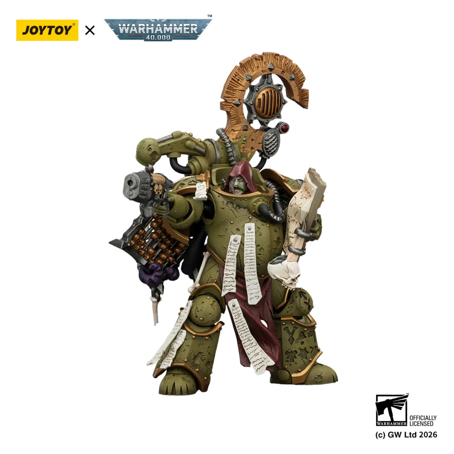 Action Figure - JoyToy Death Guard Tallyman with Plasma Pistol 1 18 - Warhammer 40K in white background 4