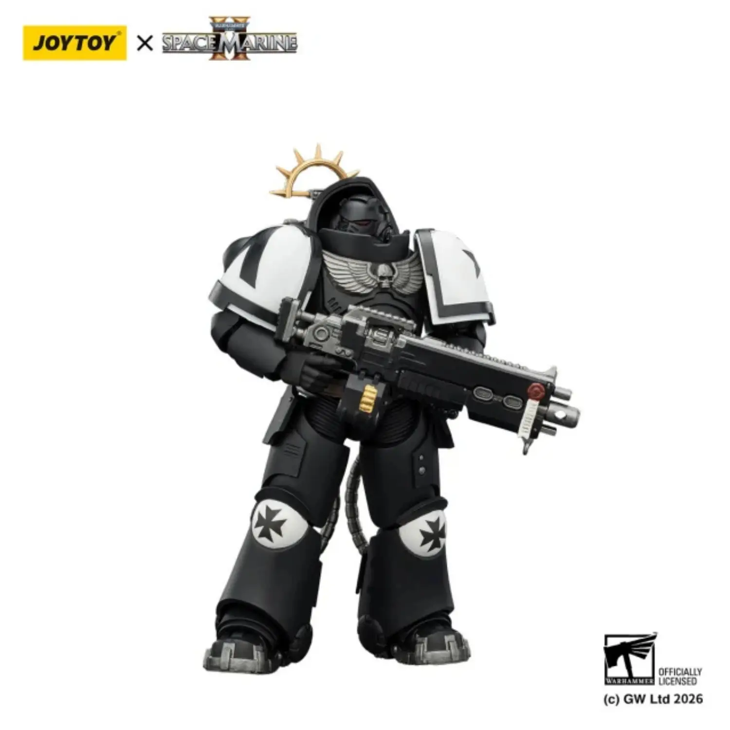 Action Figure - JoyToy Game Edition Black Templars Heavy Intercessor with Heavy Bolt Rifle and Bolt Pistol 1 18 - Warhammer 40K Space Marine 2 in white background 2