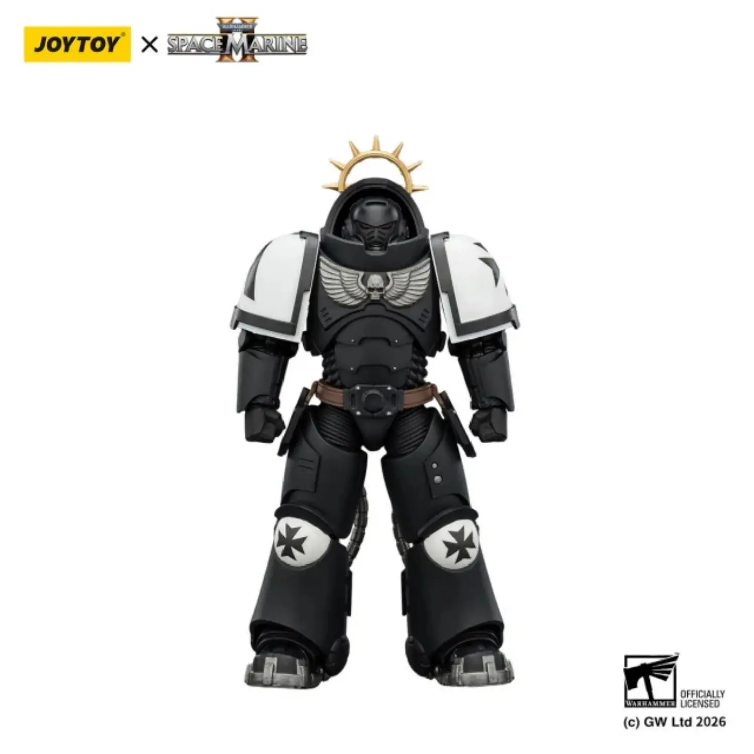 Action Figure - JoyToy Game Edition Black Templars Heavy Intercessor with Heavy Bolt Rifle and Bolt Pistol 1 18 - Warhammer 40K Space Marine 2 in white background