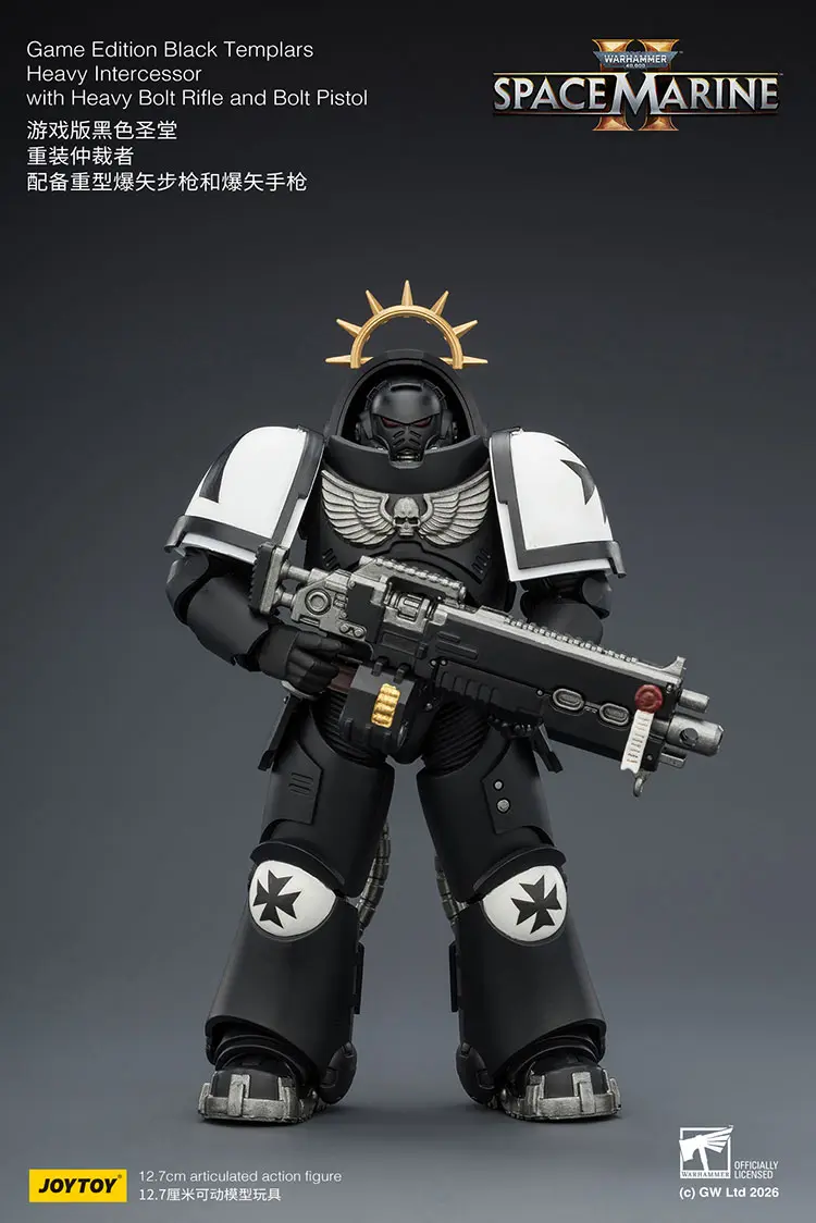 Action Figure - JoyToy Game Edition Black Templars Heavy Intercessor with Heavy Bolt Rifle and Bolt Pistol 1 18 - Warhammer 40K Space Marine 2 rectangle image