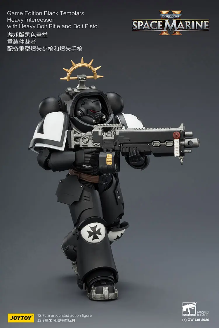 Action Figure - JoyToy Game Edition Black Templars Heavy Intercessor with Heavy Bolt Rifle and Bolt Pistol 1 18 - Warhammer 40K Space Marine 2 rectangle image 4