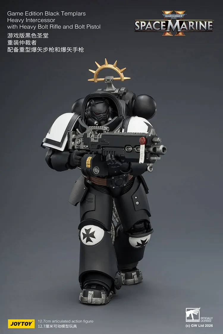 Action Figure - JoyToy Game Edition Black Templars Heavy Intercessor with Heavy Bolt Rifle and Bolt Pistol 1 18 - Warhammer 40K Space Marine 2 rectangle image 5