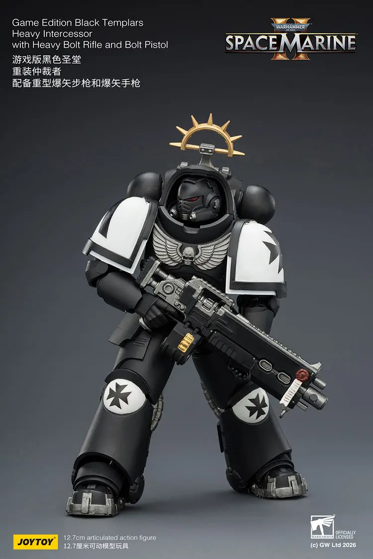 Action Figure - JoyToy Game Edition Black Templars Heavy Intercessor with Heavy Bolt Rifle and Bolt Pistol 1 18 - Warhammer 40K Space Marine 2 rectangle image 6