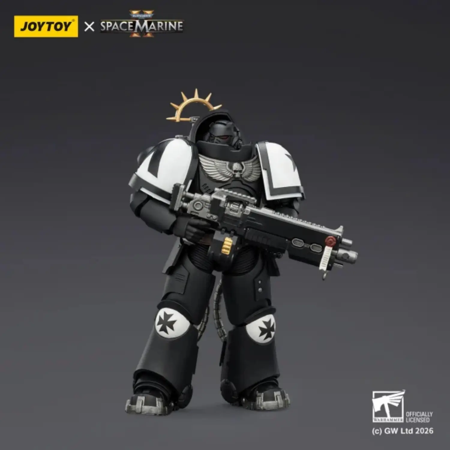 Action Figure - JoyToy Game Edition Black Templars Heavy Intercessor with Heavy Bolt Rifle and Bolt Pistol 118 - Warhammer 40K Space Marine 2