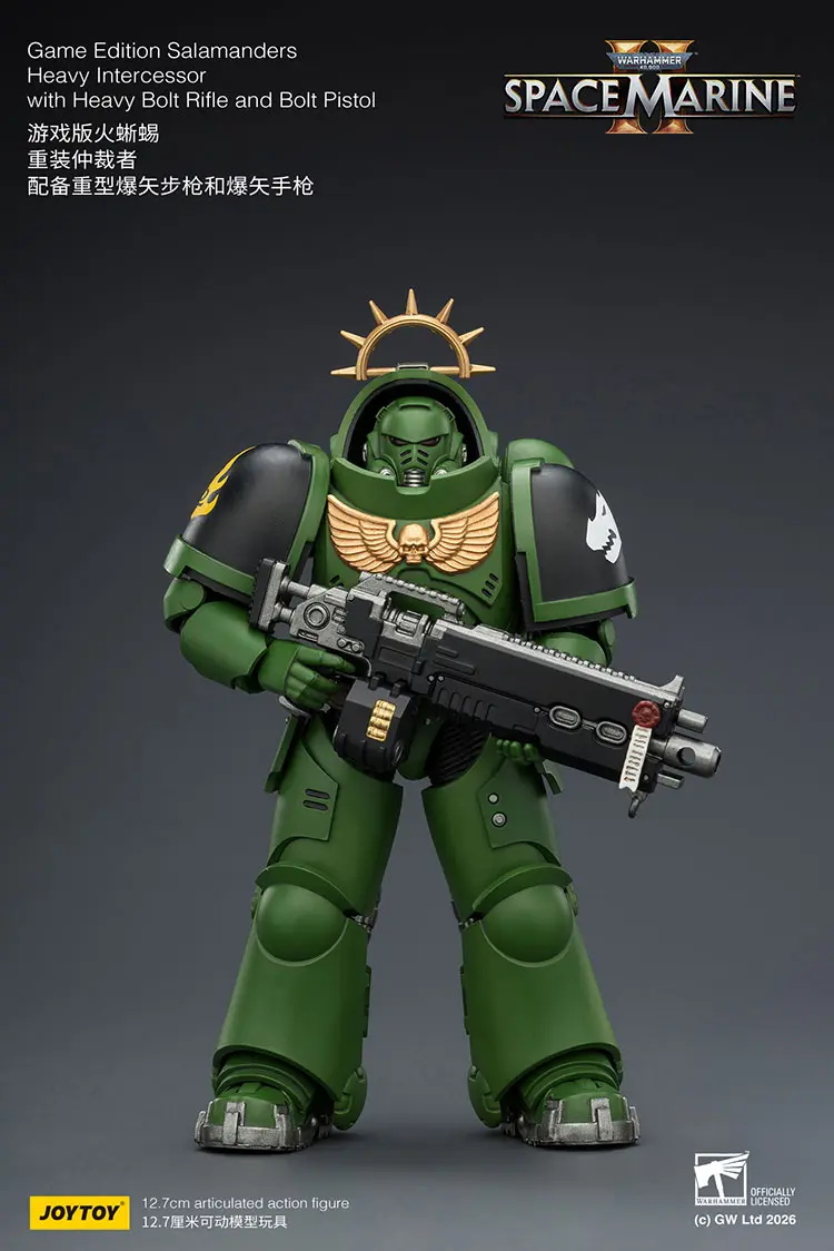 Action Figure - JoyToy Game Edition Salamanders Heavy Intercessor with Heavy Bolt Rifle and Bolt Pistol 1 18 - Warhammer 40K Space Marine 2 rectangle image