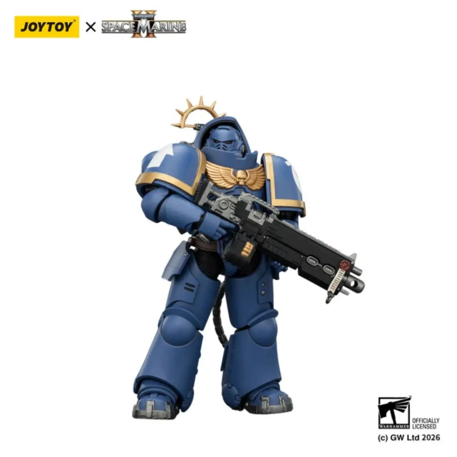 Action Figure - JoyToy Game Edition Ultramarines Heavy Intercessor with Heavy Bolt Rifle and Bolt Pistol 1 18 - Warhammer 40K Space Marine 2 in white background 2