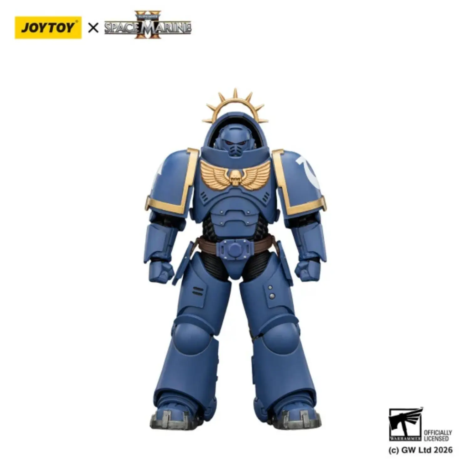 Action Figure - JoyToy Game Edition Ultramarines Heavy Intercessor with Heavy Bolt Rifle and Bolt Pistol 1 18 - Warhammer 40K Space Marine 2 in white background