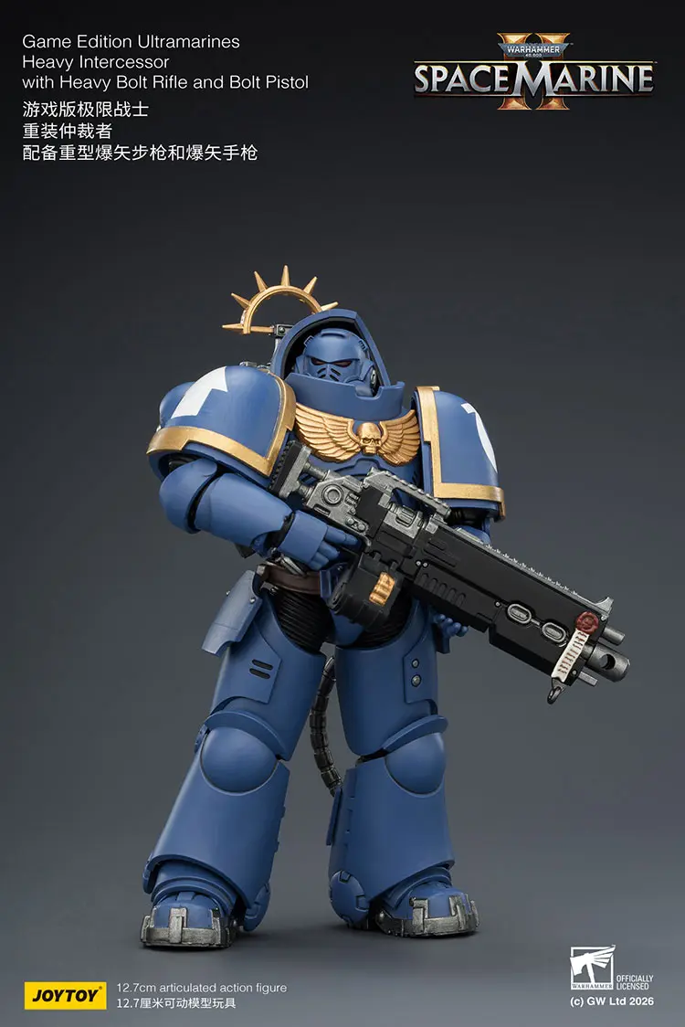 Action Figure - JoyToy Game Edition Ultramarines Heavy Intercessor with Heavy Bolt Rifle and Bolt Pistol 1 18 - Warhammer 40K Space Marine 2 rectangle image 2