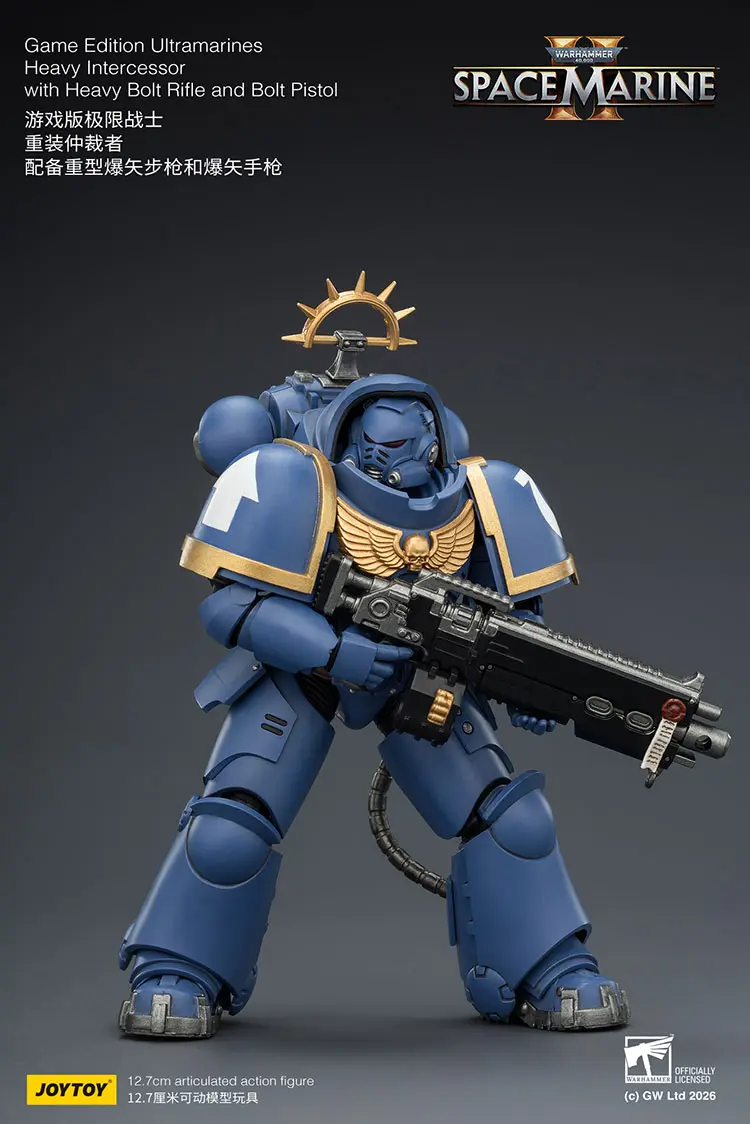 Action Figure - JoyToy Game Edition Ultramarines Heavy Intercessor with Heavy Bolt Rifle and Bolt Pistol 1 18 - Warhammer 40K Space Marine 2 rectangle image 3