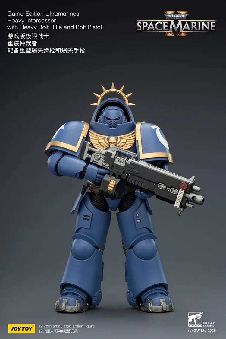 Action Figure - JoyToy Game Edition Ultramarines Heavy Intercessor with Heavy Bolt Rifle and Bolt Pistol 1 18 - Warhammer 40K Space Marine 2 rectangle image
