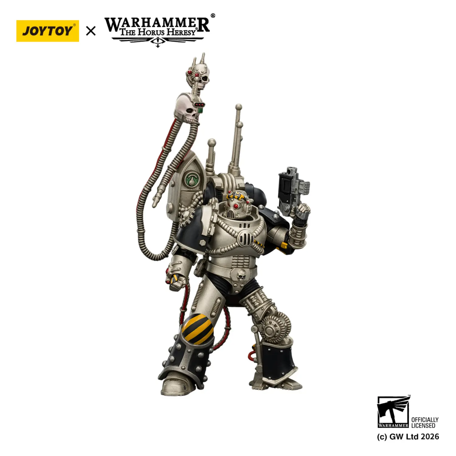 Action Figure - JoyToy Iron Warriors Traitor Legion Praevian Tech-Commander with Bolt Pistol 1 18 - Warhammer The Horus Heresy in white backgrond 3