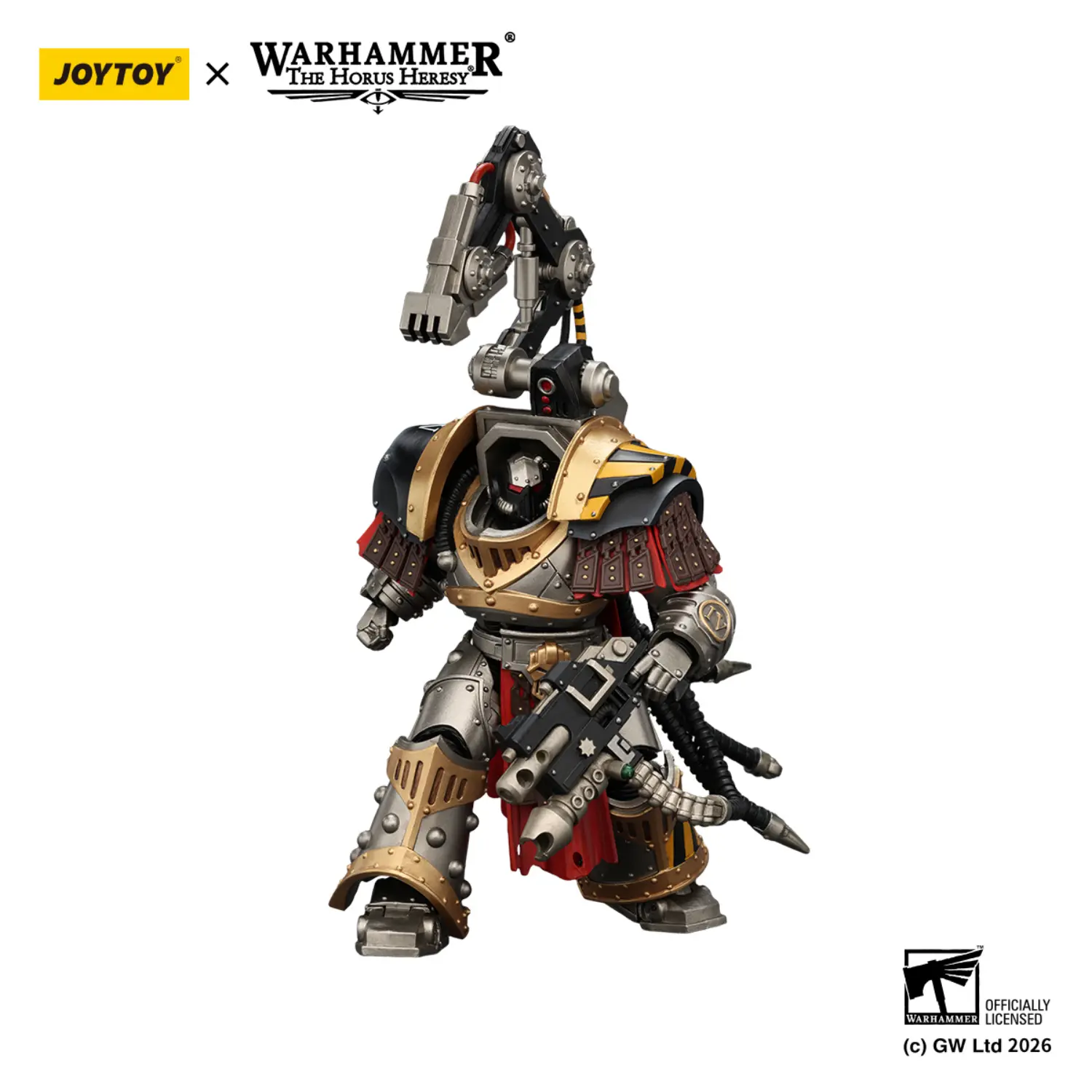 Action Figure - JoyToy Iron Warriors Warsmith with Graviton Crusher Hammer 1 18 - Warhammer The Horus Heresy in white background 3