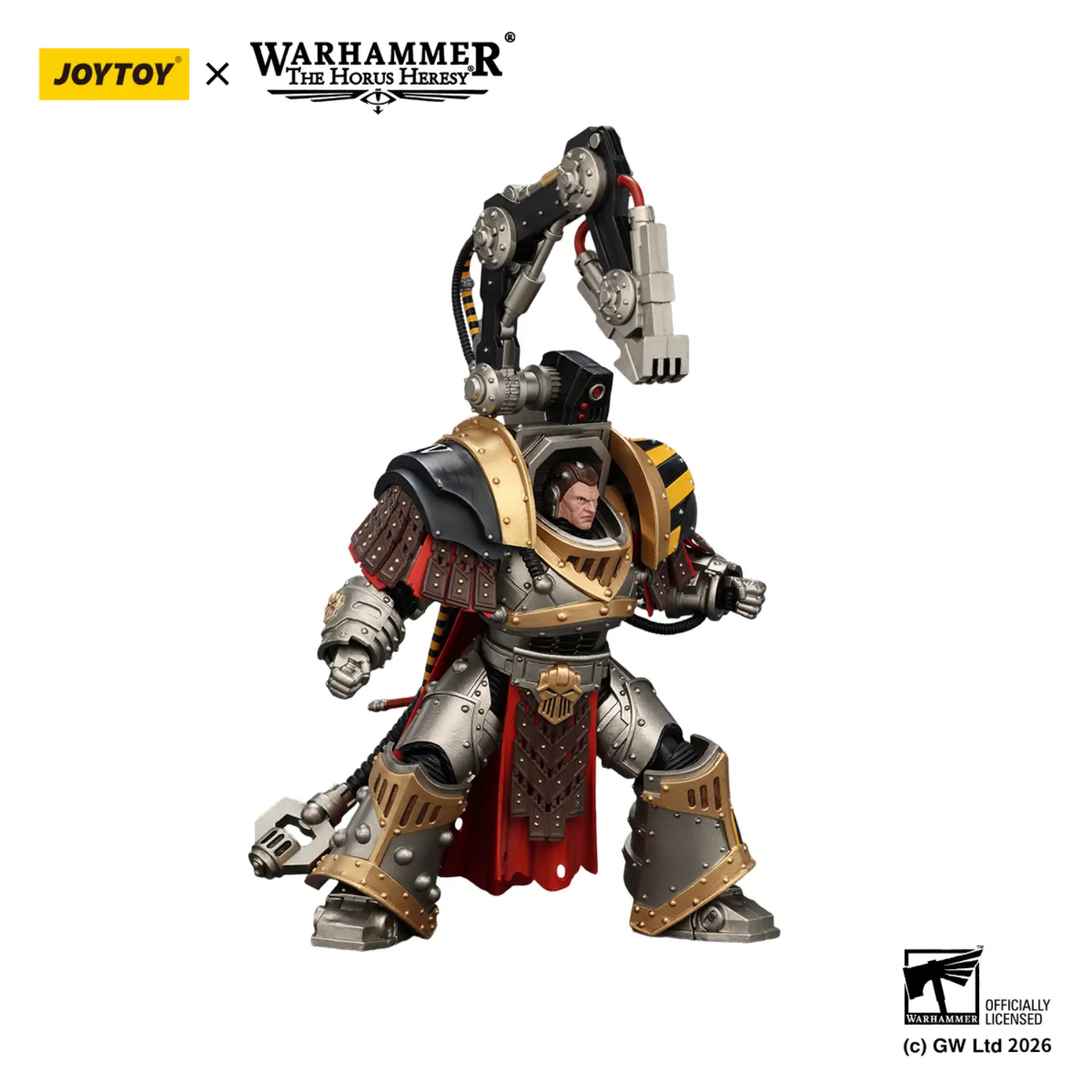 Action Figure - JoyToy Iron Warriors Warsmith with Graviton Crusher Hammer 1 18 - Warhammer The Horus Heresy in white background 4