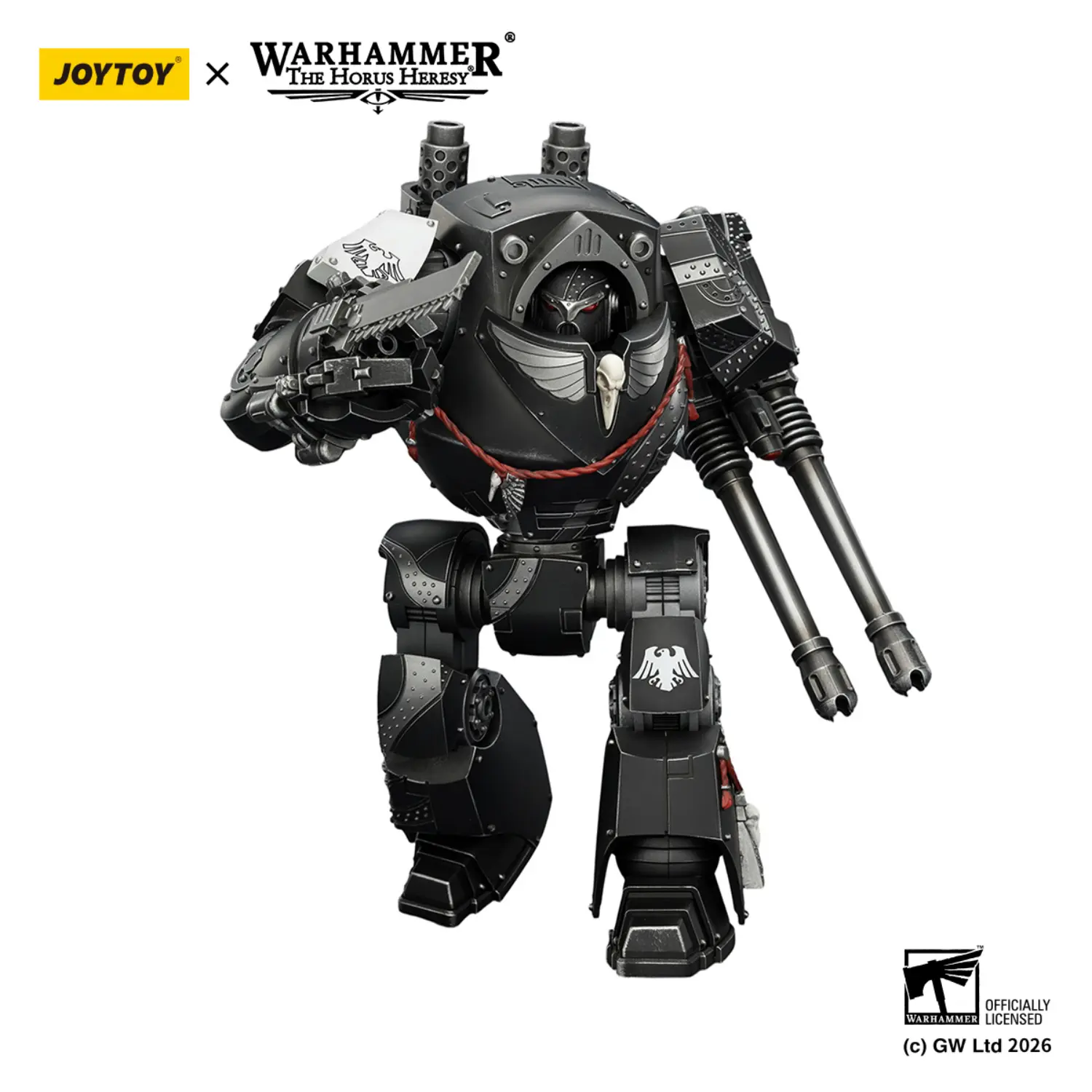 Action Figure - JoyToy Raven Guard Contemptor Dreadnought with Gravis Autocannon and Chainfist 1 18 - Warhammer The Horus Heresy in white background 4
