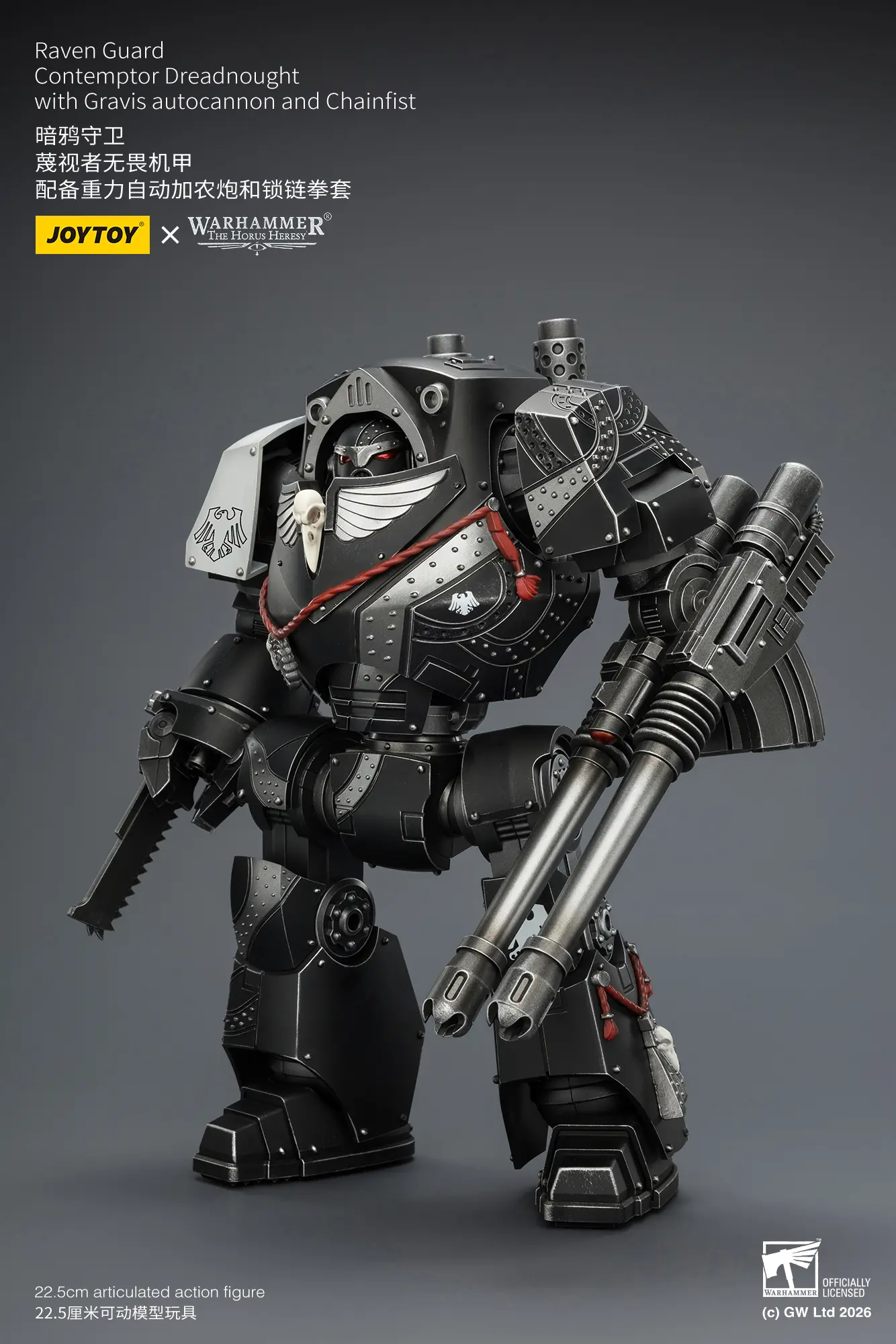 Action Figure - JoyToy Raven Guard Contemptor Dreadnought with Gravis Autocannon and Chainfist 1 18 - Warhammer The Horus Heresy rectangle image 2