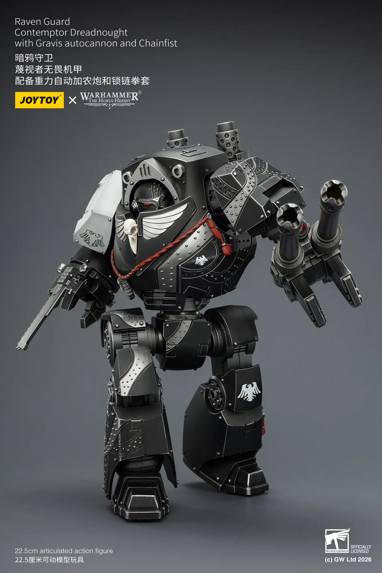 Action Figure - JoyToy Raven Guard Contemptor Dreadnought with Gravis Autocannon and Chainfist 1 18 - Warhammer The Horus Heresy rectangle image 3