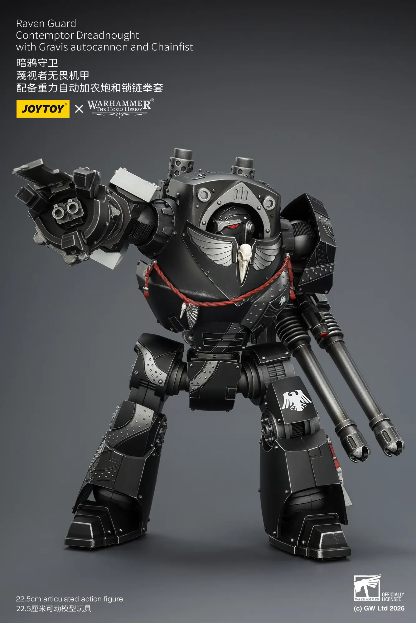 Action Figure - JoyToy Raven Guard Contemptor Dreadnought with Gravis Autocannon and Chainfist 1 18 - Warhammer The Horus Heresy rectangle image 6