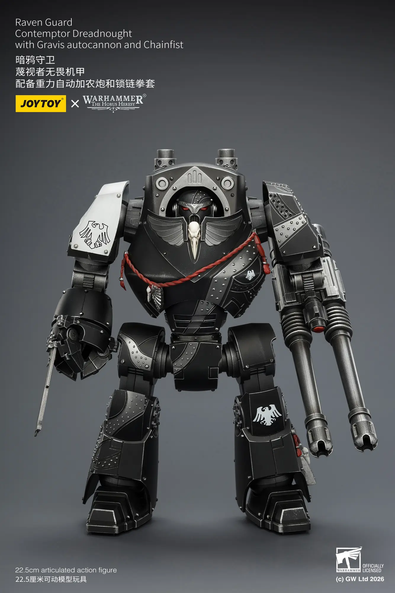 Action Figure - JoyToy Raven Guard Contemptor Dreadnought with Gravis Autocannon and Chainfist 1 18 - Warhammer The Horus Heresy rectangle image