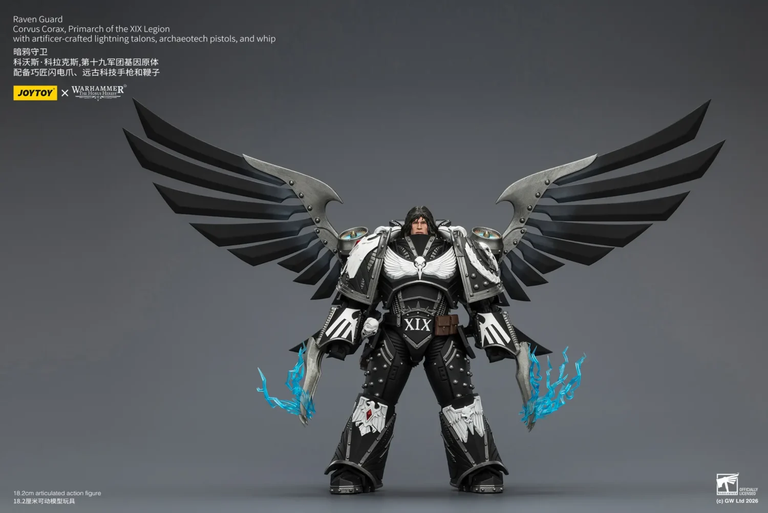 Action Figure - JoyToy Raven Guard Corvus Corax, Primarch of the XIX Legion 1 18 (with artificer-crafted lightning talons, archa (10)