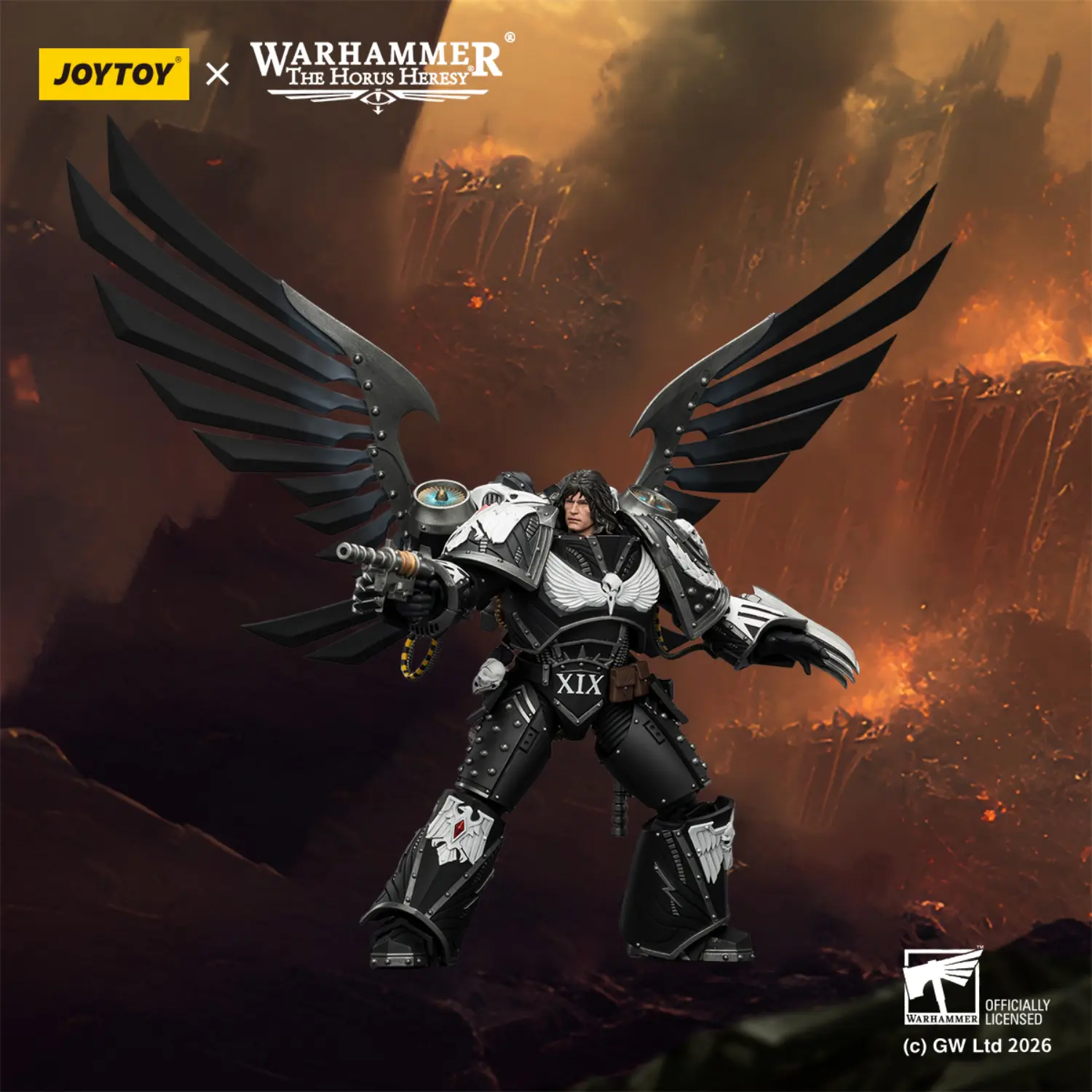 Action Figure - JoyToy Raven Guard Corvus Corax, Primarch of the XIX Legion 1 18 (with artificer-crafted lightning talons, archa (8)