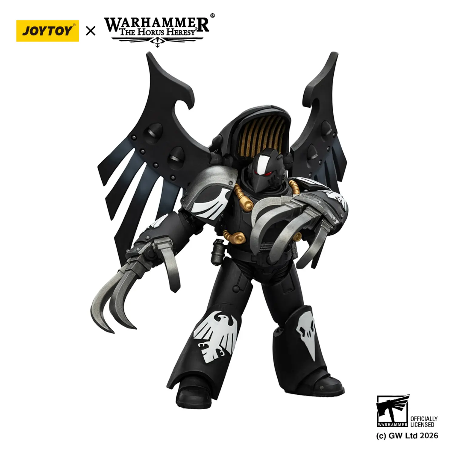 Action Figure - JoyToy Raven Guard Dark Fury, Chooser of the Slain with Raven_s Talon claws 1 18 - Warhammer The Horus Heresy in white background 4