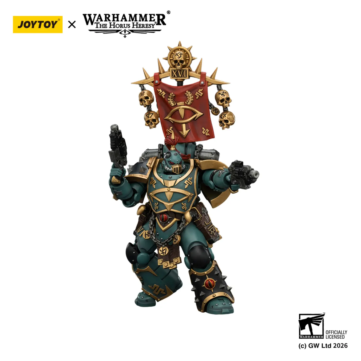 Action Figure - JoyToy Sons of Horus Vheren Ashurhaddon (Master of the True Sons) 1 18 - Warhammer The Horus Heresy & The XVI Legion in white background 3