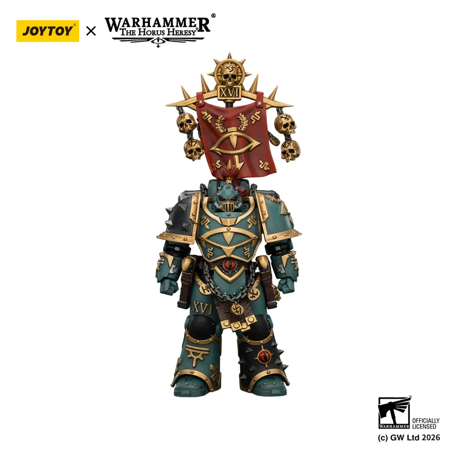 Action Figure - JoyToy Sons of Horus Vheren Ashurhaddon (Master of the True Sons) 1 18 - Warhammer The Horus Heresy & The XVI Legion in white background