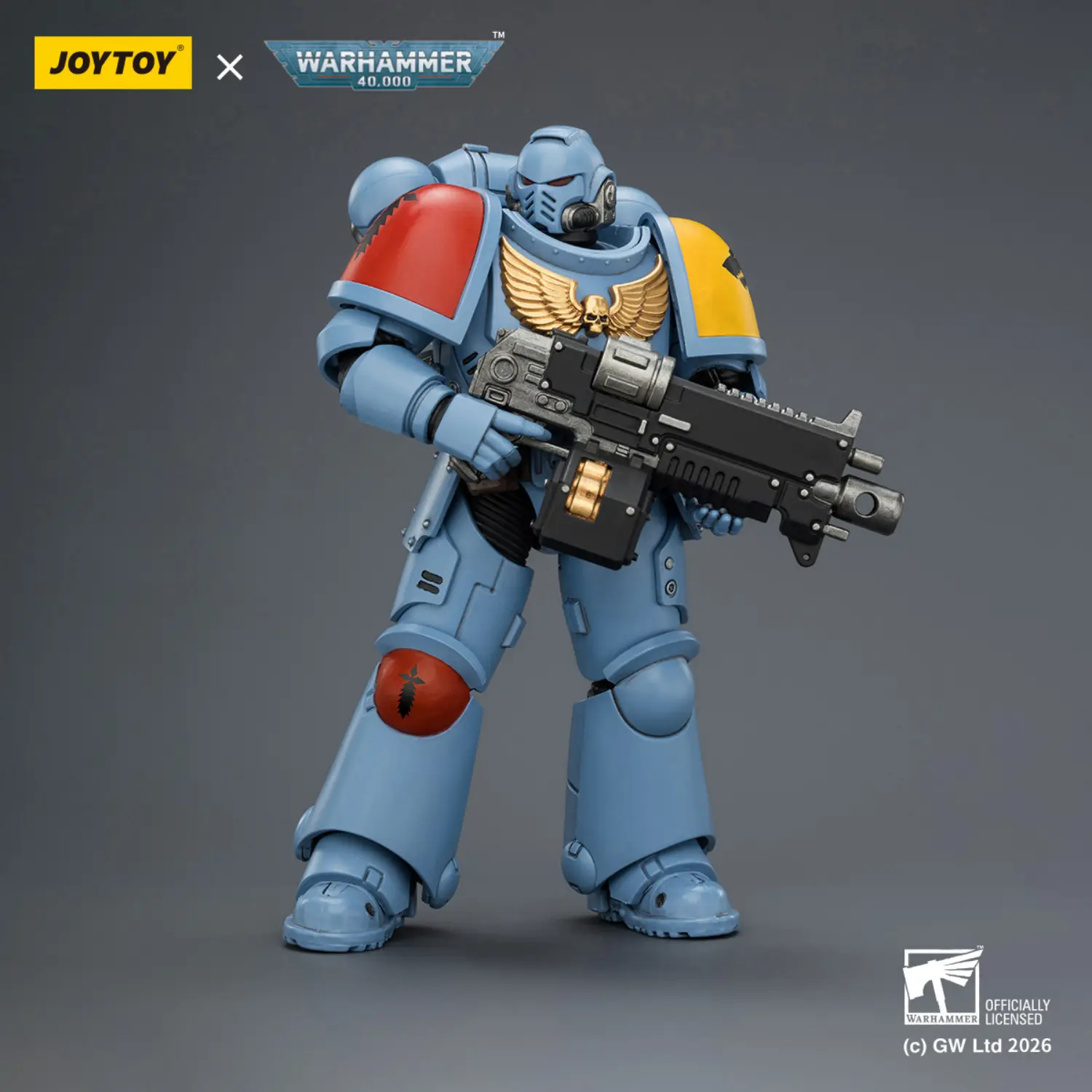 Action Figure - JoyToy Space Wolves Intercessor with Bolt Rifle, Bolt Pistol and Chainsword 1/18 - Warhammer 40K
