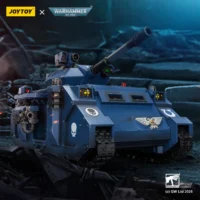 Action Figure - JoyToy Ultramarines Predator Destructor Tank with Turret-mounted Autocannon and Sponson-mounted Heavy Bolters 1 18 - Warhammer 40K Vehicle in dark blue background