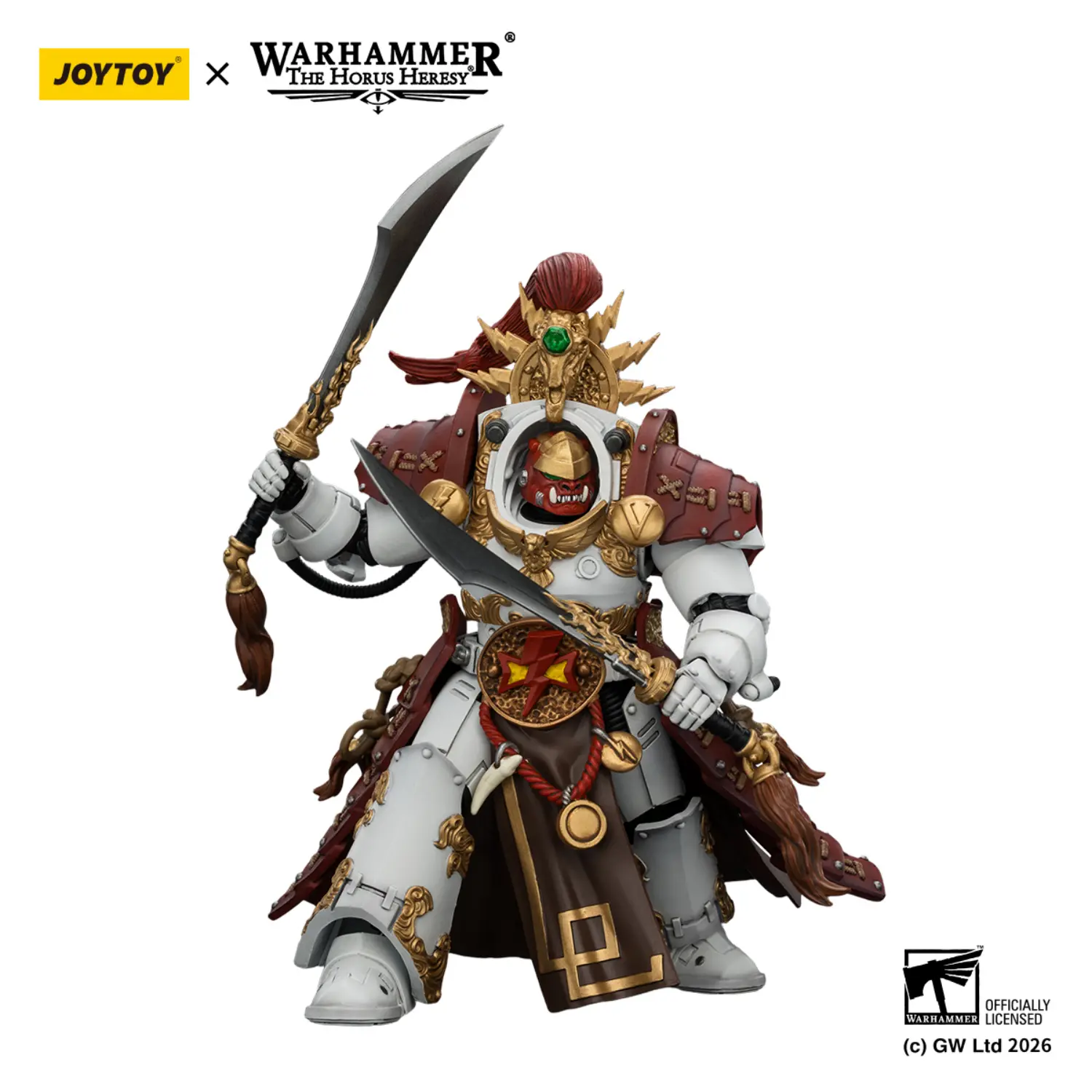 Action Figure - JoyToy White Scars Qin Xa-Master of the Keshig with paired blades _theTails of the Dragon_ 1 18 - Warhammer The Horus Heresy in white background 2