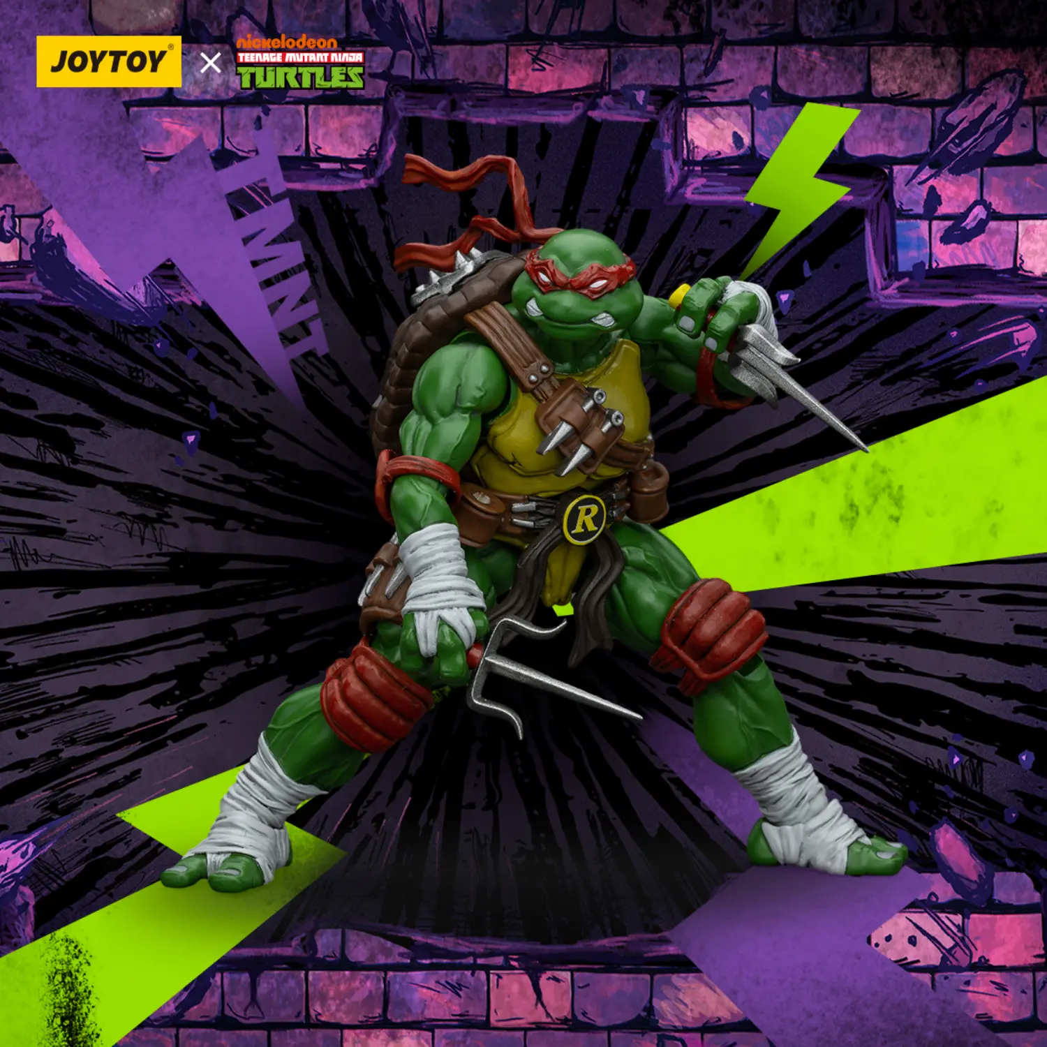 Action Figure - Raphael TMNT Nickelodeon 1 18 - JOYTOY Teenage Mutant Ninja Turtles in purple background Action Figure - Raphael TMNT Nickelodeon 1 18 - JOYTOY Teenage Mutant Ninja Turtles in purple background