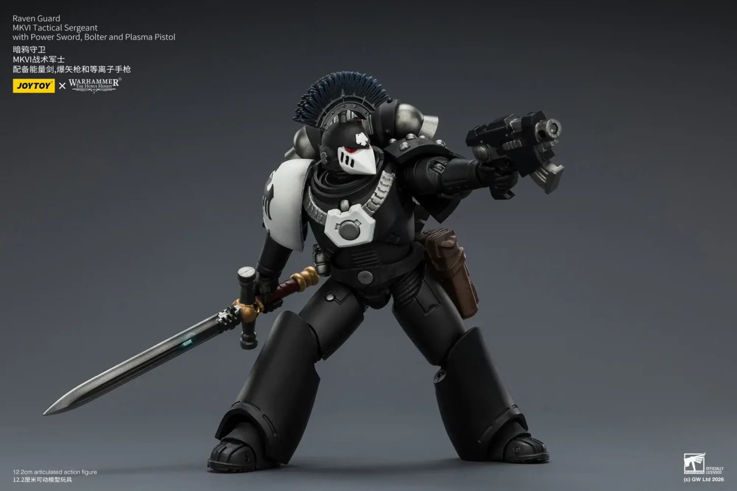 Action Figure Raven Guard Mkvi Tactical Sergeant With Power Sword, Bolter And Plasma Pistol 1 18 Jotyoy Warhammer The Horus Heresy Rectangle Image 5