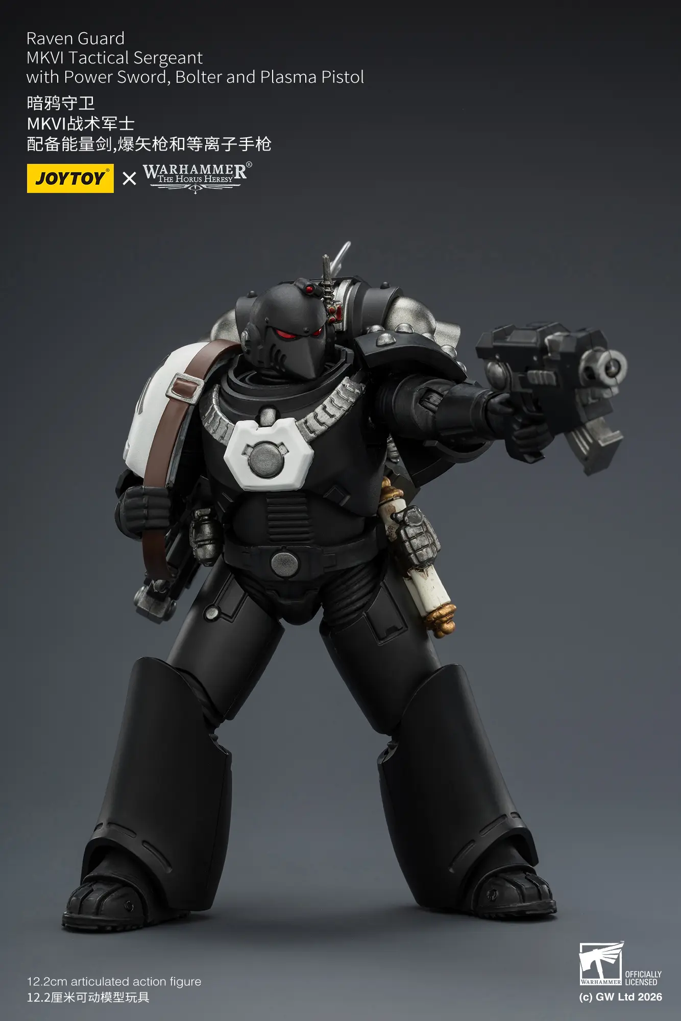 Action Figure Raven Guard Mkvi Tactical Sergeant With Power Sword, Bolter And Plasma Pistol 1 18 Jotyoy Warhammer The Horus Heresy Rectangle Image 9