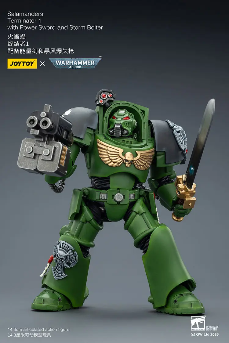 Action Figure - Salamanders Terminator 1 with Power Sword and Storm Bolter 1 18 - JOYTOY Warhammer 40K rectangle image 5 Action Figure - Salamanders Terminator 1 with Power Sword and Storm Bolter 1 18 - JOYTOY Warhammer 40K rectangle image 5