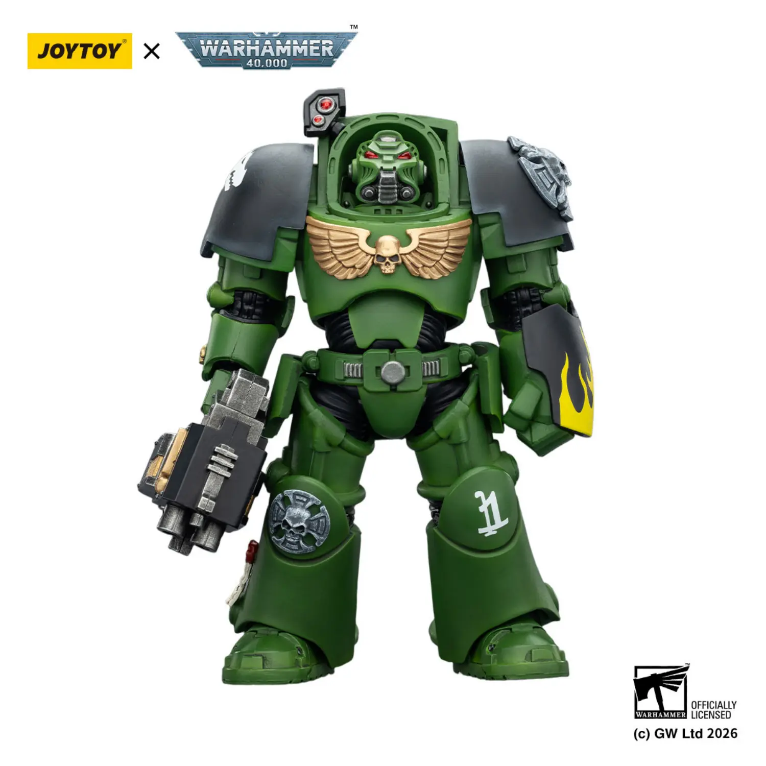 Action Figure - Salamanders Terminator 2 with Power Fist and Storm Bolter 1 18 - JOYTOY Warhammer 40K in white background 1 Action Figure - Salamanders Terminator 2 with Power Fist and Storm Bolter 1 18 - JOYTOY Warhammer 40K in white background 1