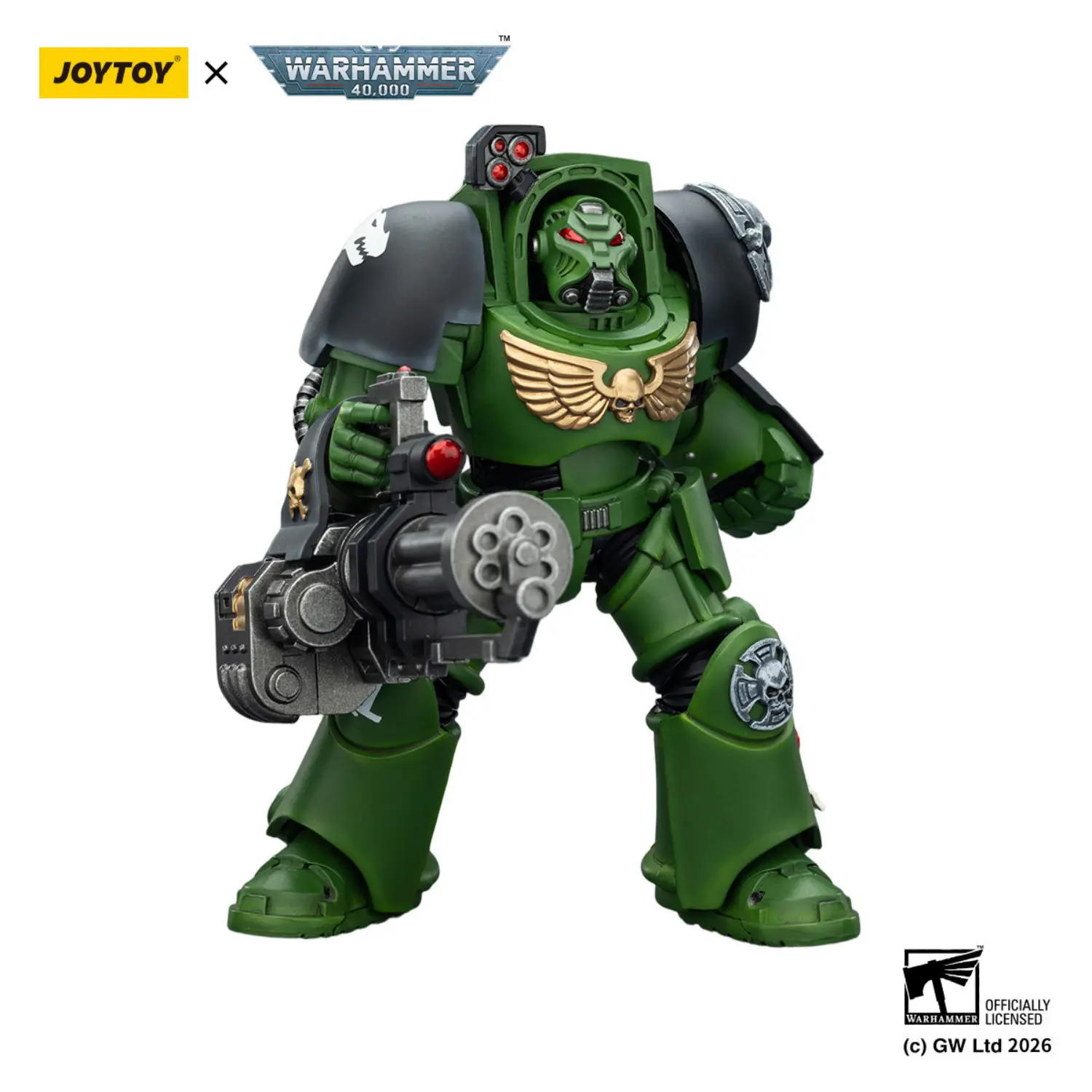 Action Figure - Salamanders Terminator 3 with Power Fist and Assault Cannon 1 18 - JOYTOY Warhammer 40K in white background 2 Action Figure - Salamanders Terminator 3 with Power Fist and Assault Cannon 1 18 - JOYTOY Warhammer 40K in white background 2