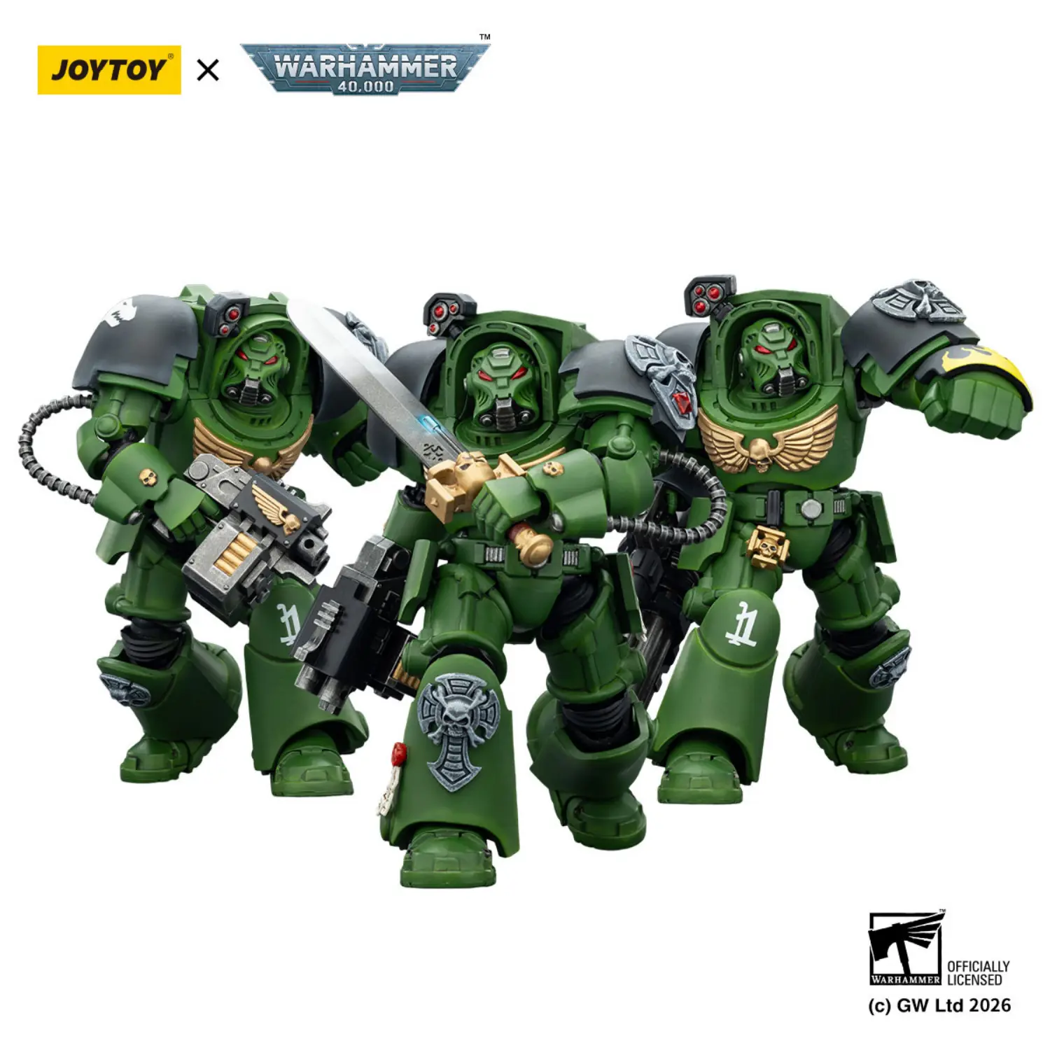 Action Figure - Salamanders Terminator Squad 1 18 - JOYTOY Warhammer 40K in white background